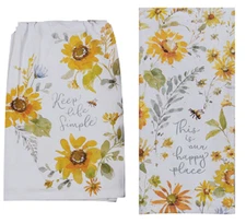 Kay Dee Designs Sunflowers Forever Towel Bundle, Flour Sack And Dual Purpose