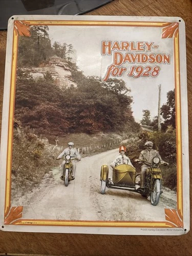Vintage Harley-Davidson 1928 Metal Sign 1995 Motorcycle Tin Garage Wall Deco
