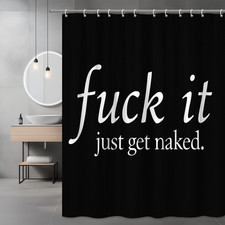 Funny Black Shower Curtain - Get Naked Bathroom Decor