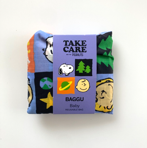 NEW! BAGGU BABY SNOOPY Peanuts Checkerboard Take Care Reuseable Bag eco-bag Quan - Picture 4 of 6