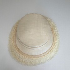 Vintage Ivory Straw Lace Women's Hat Formal Occasion 11" Diameter