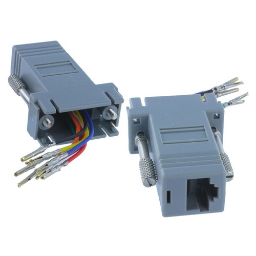 5pcs DB9 9 Pin RS232 Serial Port F to RJ45 F Network Adapter Plug Converter 8P8C - Afbeelding 2 van 5