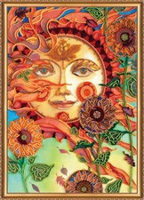 Bead Embroidery Kit on Natural Artist Canvas needlepoint beadwork DIY wall art