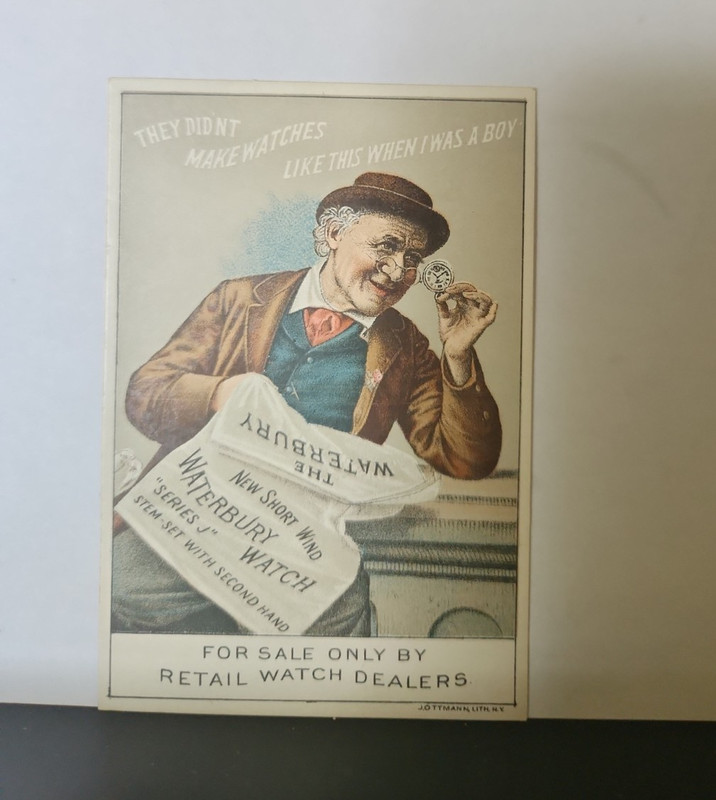 Waterbury Watch Print Ad Trade Card, Jewelry & Watches Theme, Multicolor
