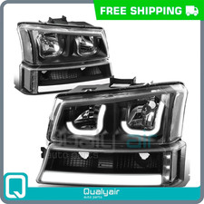 Headlights Black J-halo Led Drl Bumper Lamps For 2003-2007 Silverado Avalanche