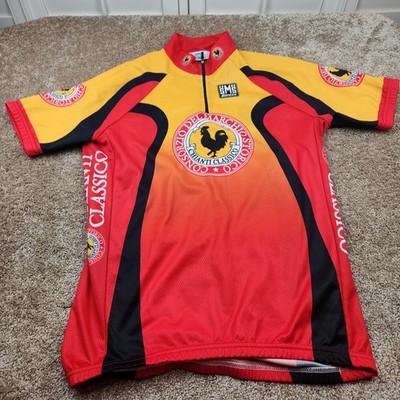 SMS Santini Chianti Classico Cycling Jersey Mens Large Red Yellow Italy 1/4 Zip