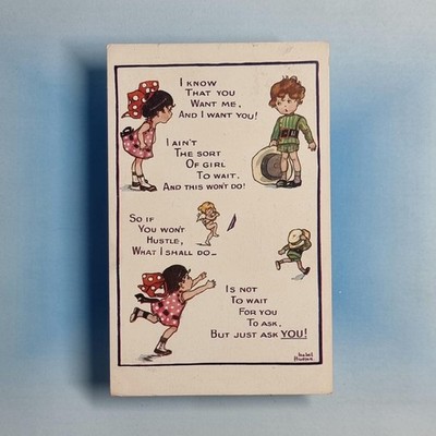 Kinder Postkarte 1918 Aufdringliche junge Dame Amor Isobel Hudson
