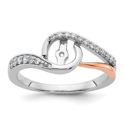 14k Two-tone By-Pass Peg Set 1/5 carat Diamond Semi-mount Engagement Ring Sz 7