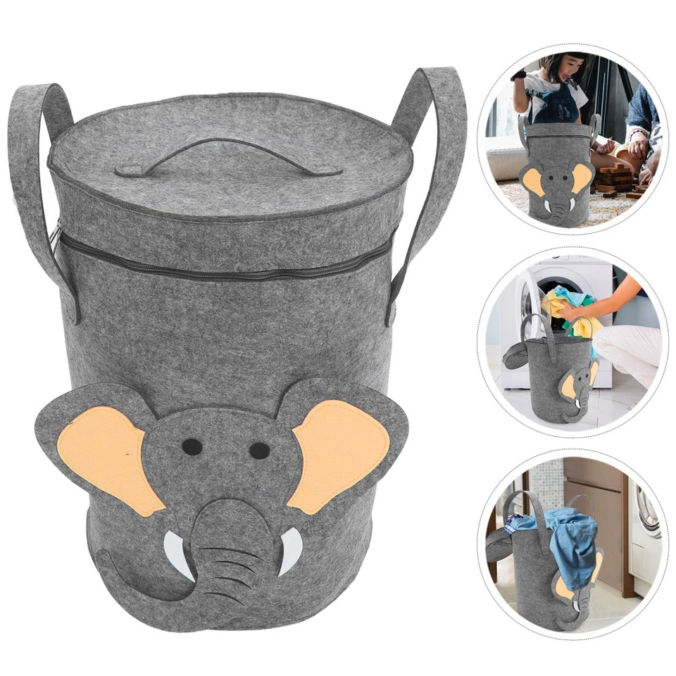 Wäschekorb Klein Mit Deckel Filz Aufbewahrungskorb Kinder Wäschereikorb - Bild 4 von 4