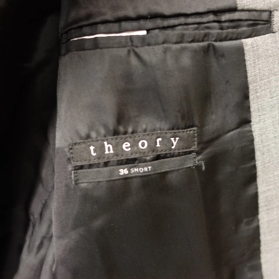 Theory Wool Stretch Suit Mens 36S XS Heather Gray Slim WELLAR Blazer Pants 32x27 - Image 3 of 4