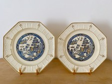 Antique Wedgwood Queens Ware Willow Pattern Plates c1890