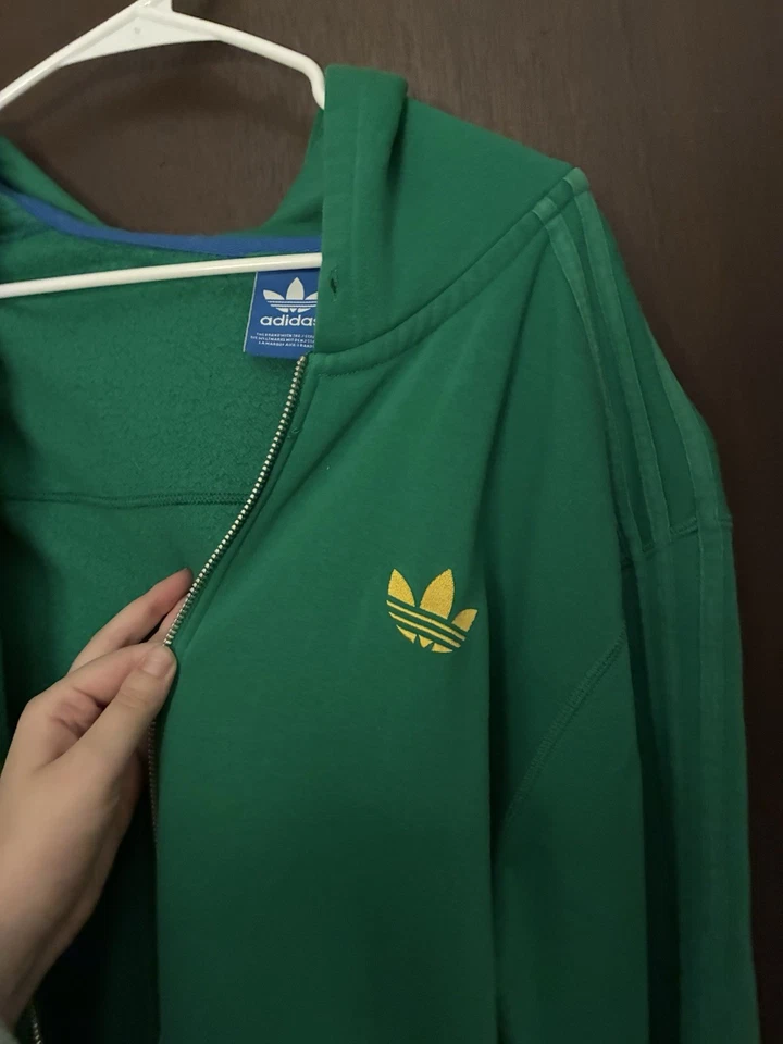 VTG Adidas Green Full Zip Big Logo Track Jacket Size Large Retro Vintage - Image 3 of 4