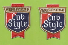 (2)  Wrigley Field Cub Style Die Cut Embroidered Iron On Patches  - Chicago Cubs