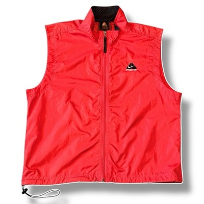 Nike ACG Herren Large rot bestickt Retro Vintage durchgehender Reißverschluss Windbreaker Weste