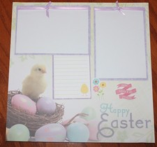 Happy Easter scrapbook 1 page 12 x 12 handmade assembled premade Spring