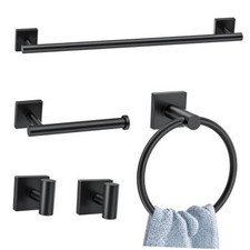 5 Pieces Bathroom Hardware Accessories Set Towel Bar Set Stainless Matte Black