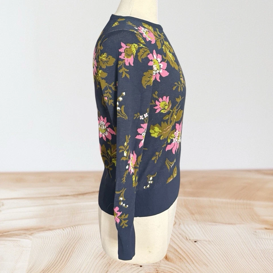 Suéter Ann Taylor Floral Cuello Redondo Mujer Talla S Pullover Top Tejido Mangas Largas Foto 4 de 4