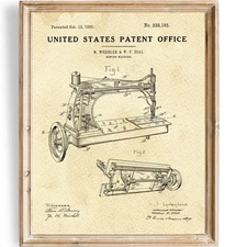 Sewing Machine Patent Print Wall Art - Unframed - 8x10 | Classic Design for S...