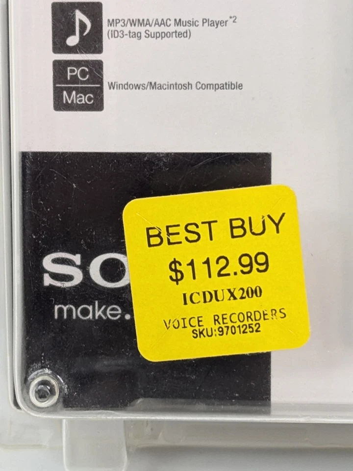 Sony ICD-UX200 Stereo Digital Voice Recorder USB 2GB MP3 2010 Windows/Mac New - Image 3 of 4