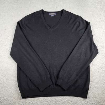 Brooks Brothers Sweater Mens Extra Large Black Extra Fine Italian Merino Wool