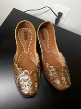 Handmade Leather Ballet Shoes Flats Embroidered Khussa Indian Jutti Size 4