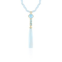 Aqua-Chalcedon-Halskette Aus Vergoldetem Silber