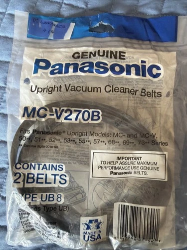 Panasonic MC-V270B Upright Vacuum Cleaner Belts Type UB8 2 Pack