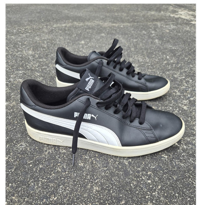 PUMA Smash v2 Men's Low Top Lace-Up Sneakers Black/White 374513-04
