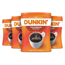 Dunkin' 100% Colombian Medium Roast Ground Coffee, 27.5 Ounce (Pack of 4)