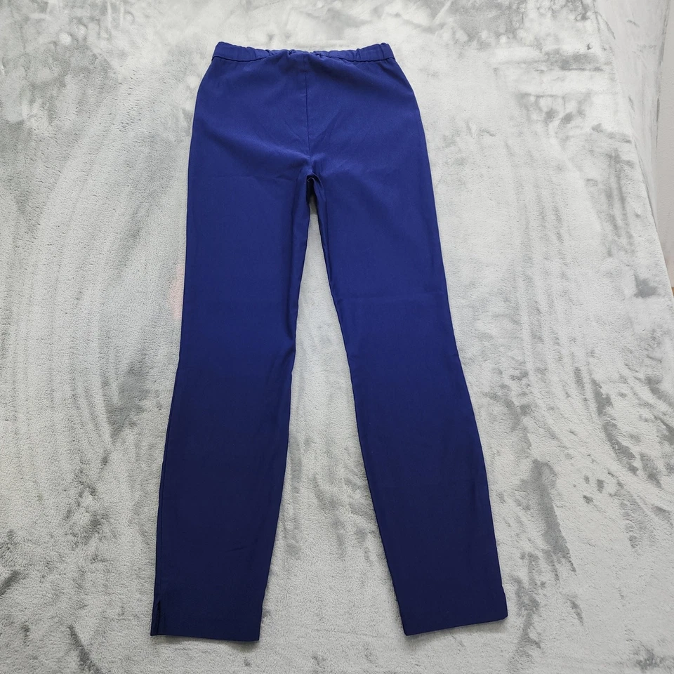 Pantalones Susan Graver para mujer talla 4 azules tiro alto elásticos bolsillos al tobillo Foto 2 de 4