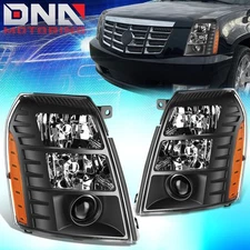 For 2007-2014 Cadillac Escalade ESV EXT HID Projector Headlights Black/Amber