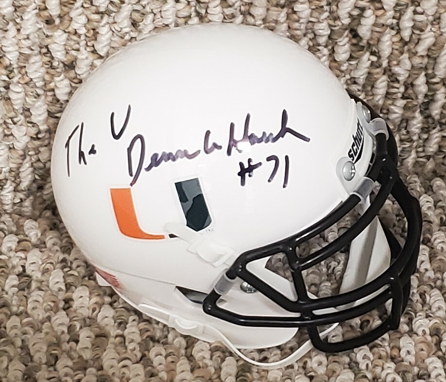 Autographed Signed DENNIS HARRAH MIAMI HURRICANES Mini Helmet with COA 