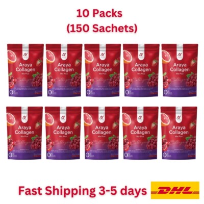 10x ARAYA Collagen Mix Plus Powder Supplement Brightening Skin Strawberry Flavor