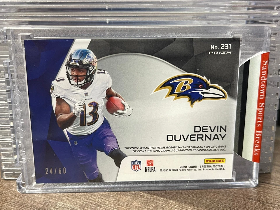 Devin Duvernay 2020 Spectra Blue Rookie Patch Auto 24/60 Card #231 Ravens - Image 2 of 2