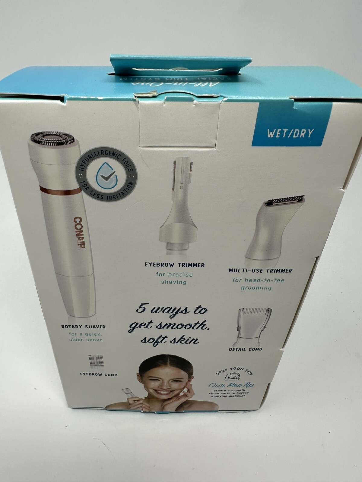 Conair All in One Facial Trimmer Precision Womens Wet Dry Rotary Shaver Combo