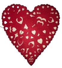 Valentines Day 12  Red Felt Heart Decor With Glitter Boarder-Brand New-SHIP24HRS