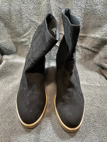 NWOT Loft US 7.5 M Women's Pull-On Riding Mid Block Heeled Ankle Boots Black