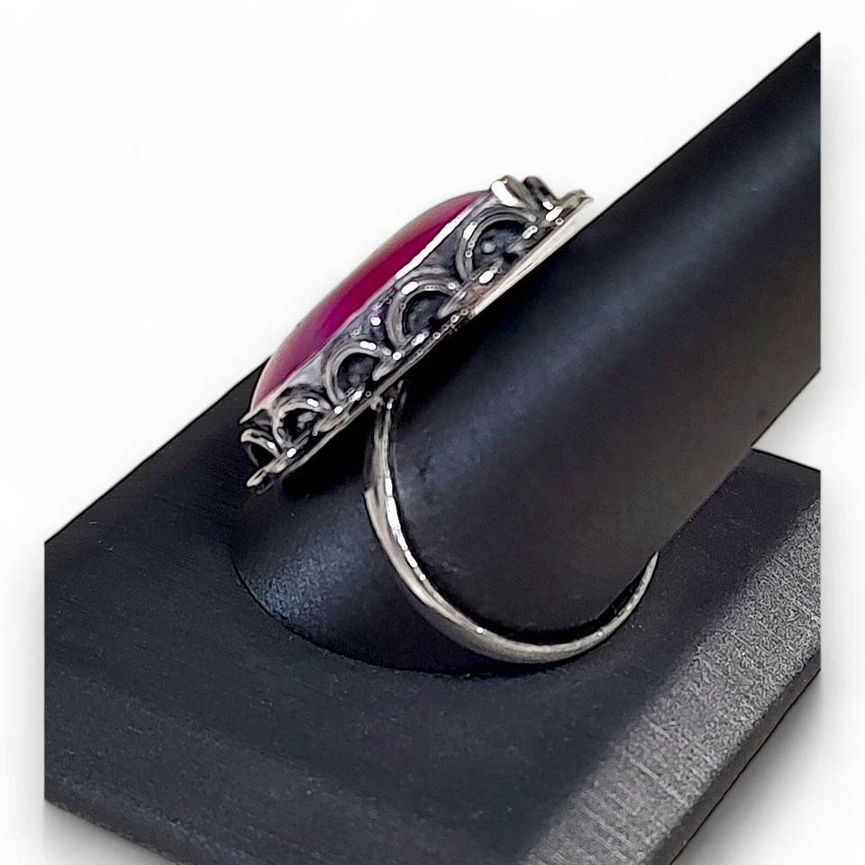 Anillo de ágata Botswana rosa para dama de ley 925 talla 11 Foto 4 de 4