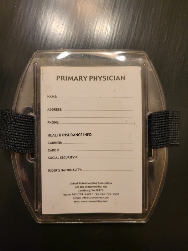 USEA Emergency Medical Information Arm Band - Eventing