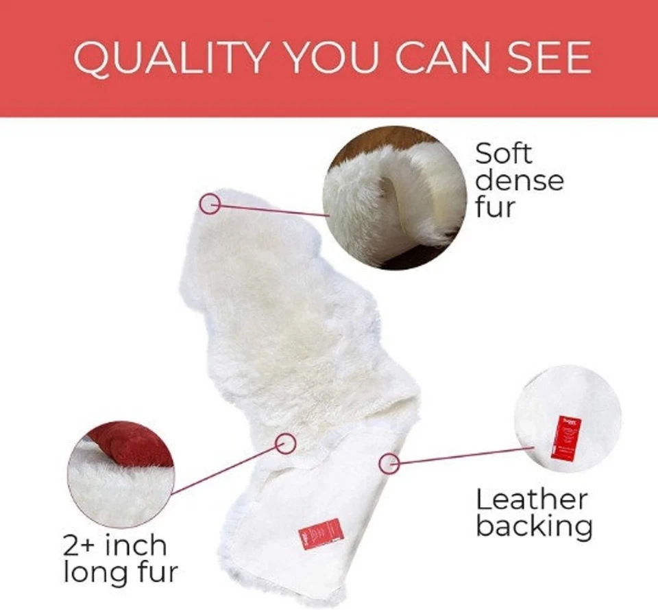 Alfombra de piel de oveja genuina British Jacob doble piel 2 pies x 6 pies alfombra de piel suave Foto 4 de 4