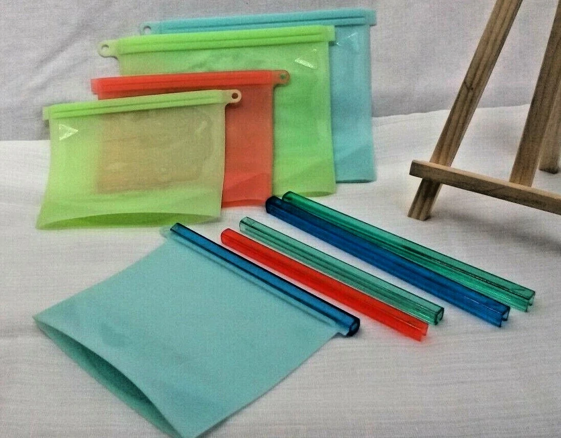 5 Silicone Food Storage Leak-Proof Heat-Resistant Freezer Friendly Bags