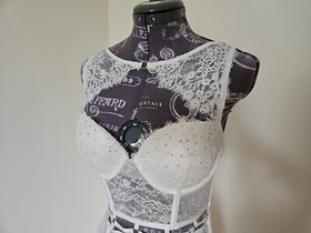 VICTORIA'S SECRET CORSET BRA BUSTIER GARTER BRIDAL SWAROVSKI CRYSTALS 36C