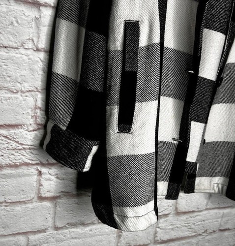 XL/ 1X/2X New Lucky Brand Plaid Cotton Black White Jacket Shirt Shacket 179$ - Picture 5 of 20