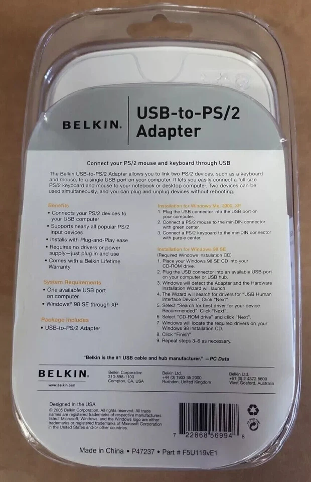 Belkin USB to PS2 Adapter USB A SOK/2XMINIDIN6 - Image 3 of 3