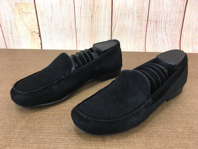 Women's Cole Haan Shoes Loafers Slip On Flats Black Cow Fur