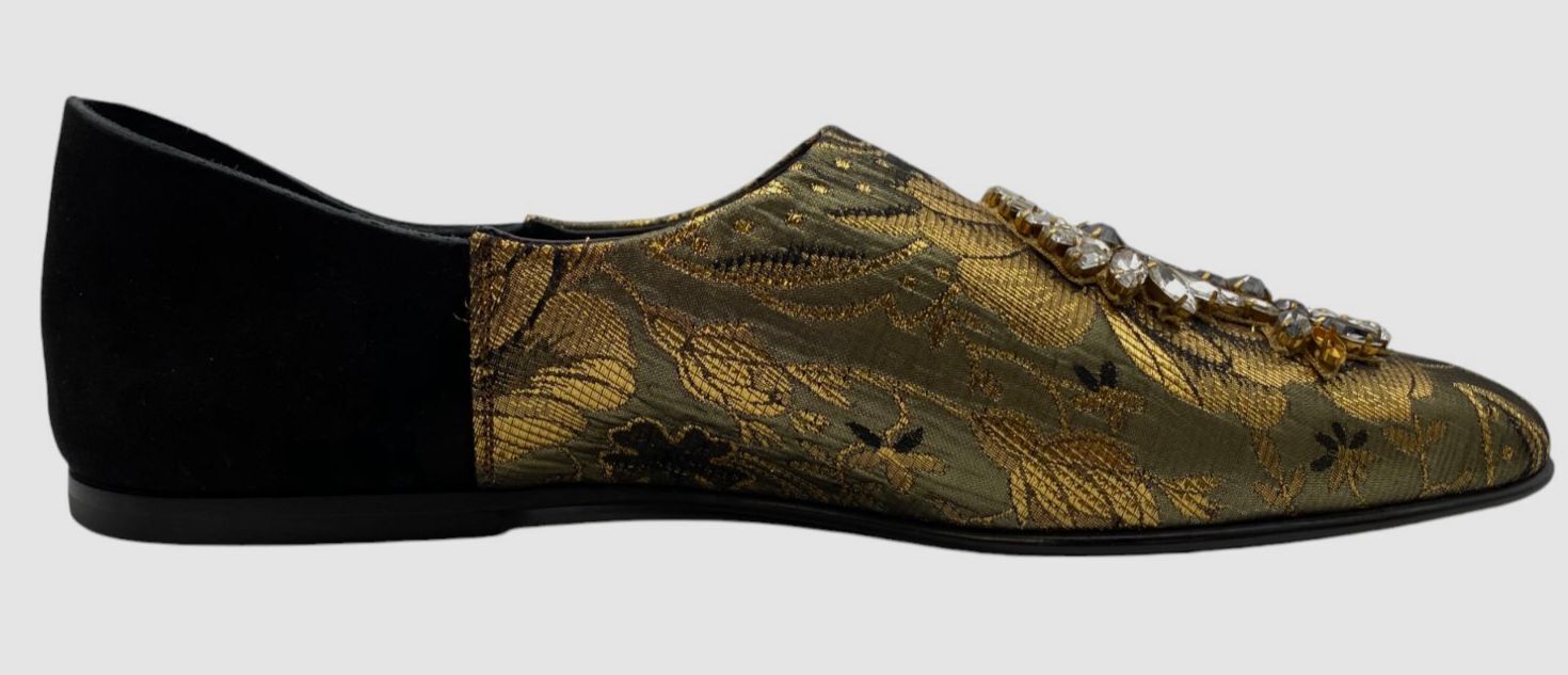 SAOLA Dolce & Gabbana Ciabatta Uomo Oro Jason Damascato Jacquard Scarpa Sinistro Solo Taglia 9