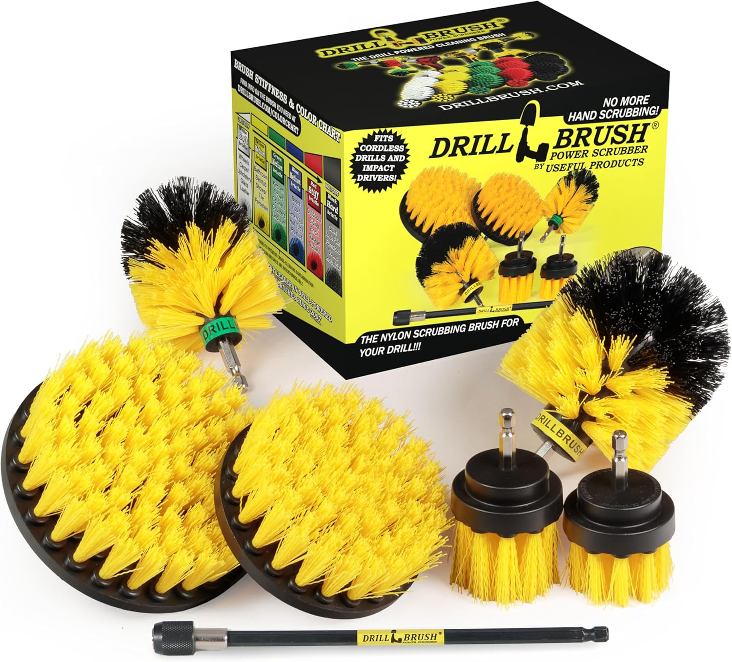 Ultimate Yellow Cleaning Tools - Drill Brush Attachment for Bathroom, Shower, Tu