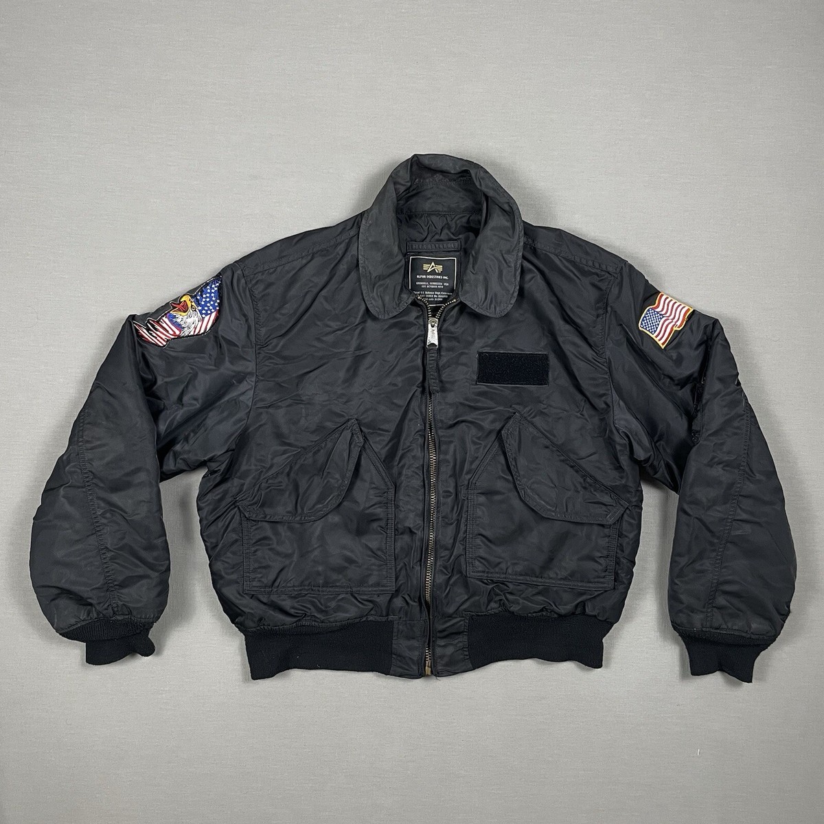 ジャケット・アウター USA alpha cwu-45 flight jacket bomber Alpha Industries Jacket Mens XL Black Military Bomber Jacket