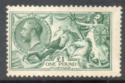 #ad 1913 £1 Green Waterlow seahorse Sg 403 N72 1 MNH U M Cat £4500 1 GBP 1749.00