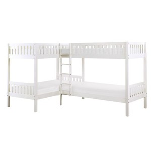 COOL WHITE SPACE SAVING CORNER FOUR (4) BUNK BED BEDROOM FURNITURE SET SALE